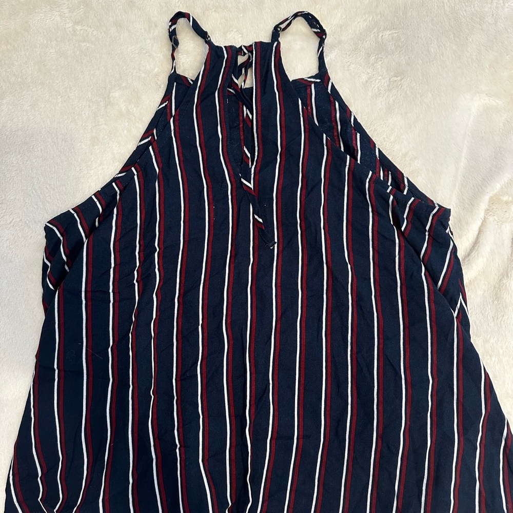 Hollister Navy and Red Striped Top